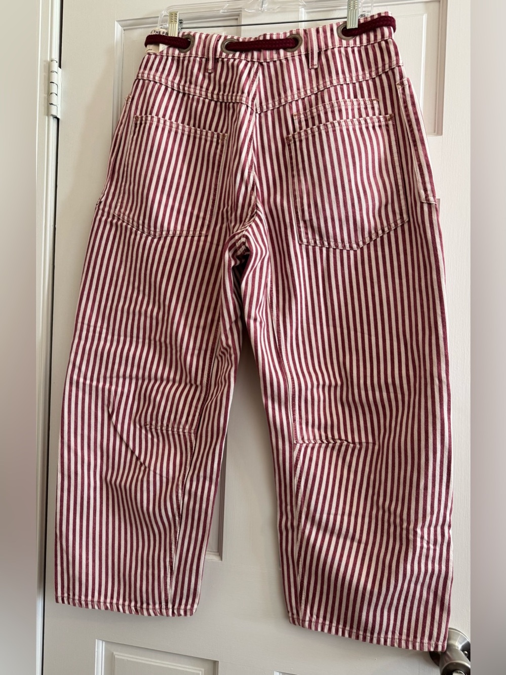 We The Free Moxie Barrel Jeans Red Berry Stripes - Picture 2 of 10